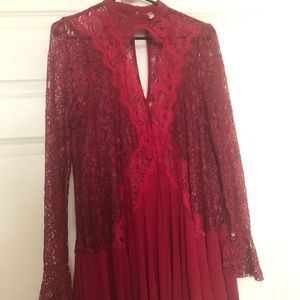 Free People Red Lace Dress